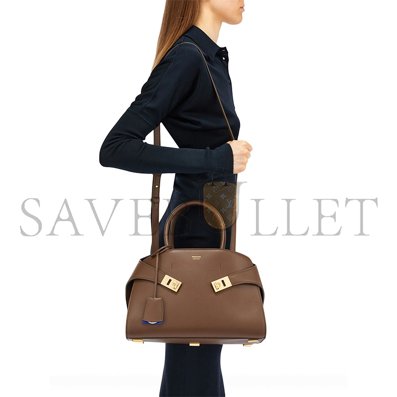 FERRAGAMO SMALL HUG LEATHER TOTE BAG (31.5*22*19cm)